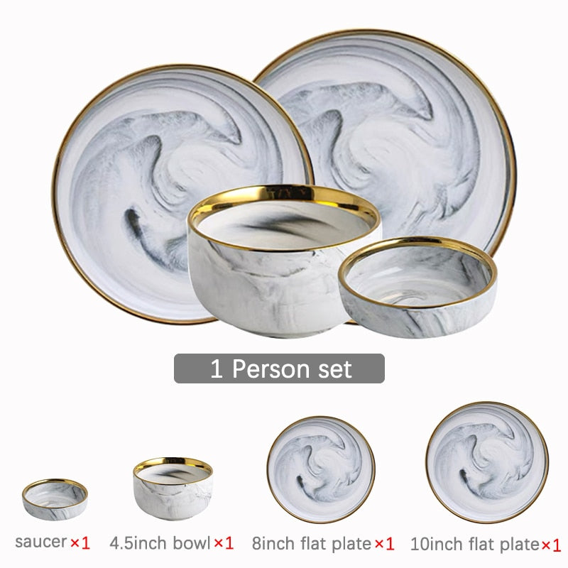 Suquila Marble Porcelain Plates Set™