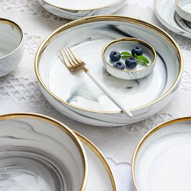 Suquila Marble Porcelain Plates Set™