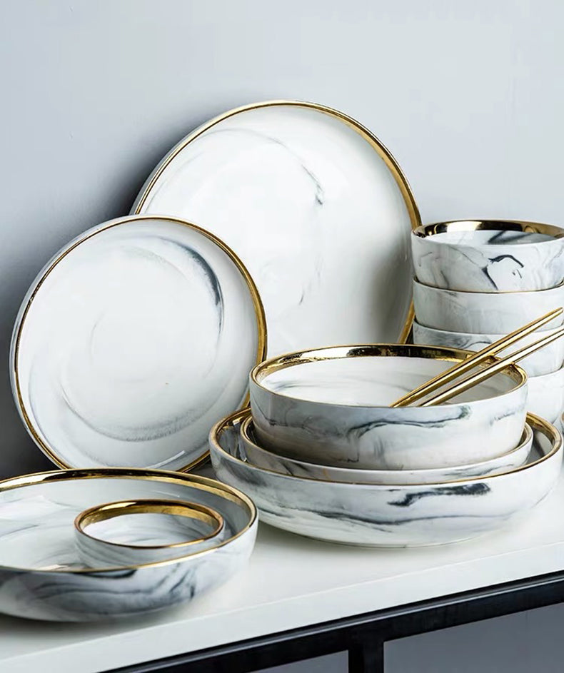 Suquila Marble Porcelain Plates Set™