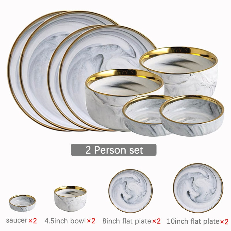 Suquila Marble Porcelain Plates Set™